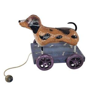 Ganz Metal Dachshund Puppy Dog Pull Toy Folk Art Inspired Figure